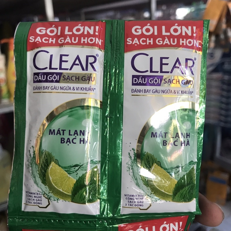 Dầu gội sạch gàu Clear mát lạnh bạc hà 7g x 10 gói