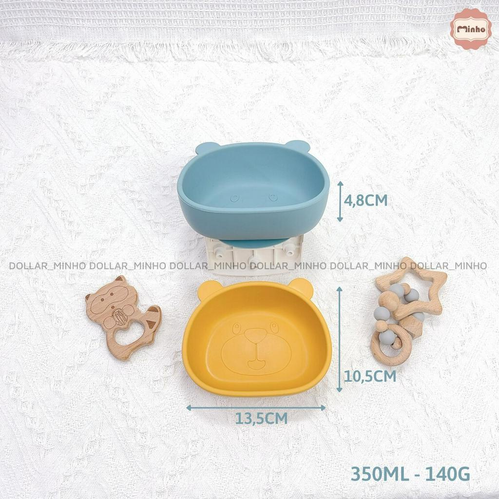 Bát ăn dặm hình gấu có đế hít chống đổ chất liệu dày dặn