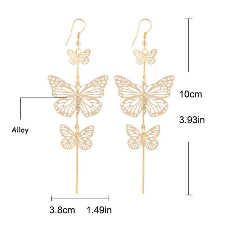 Đôi khuyên tai dáng dài hình bươm bướm phong cách cổ điển