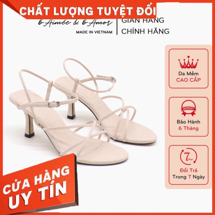 Sandal cao gót nữ 7p quai chéo dây mảnh mũi tròn cao cấp bAimée & bAmor - MS1667 - Hàng nhập khẩu