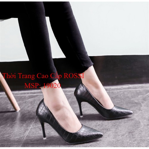 ❤FREESHIP❤ Giày cao gót bít mũi da vân cá sấu gót nhọn 7cm size lớn 40 41 42 43 - 19020 NRossi