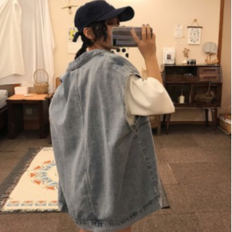 Áo khoác denim không tay phong cách Hàn Quốc cá tính | BigBuy360 - bigbuy360.vn