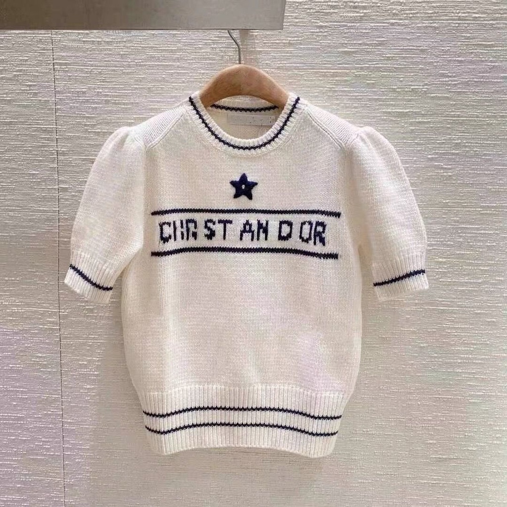 Áo dệt kim tay ngắn họa tiết ngôi sao năm cánh sáng tạo 2023