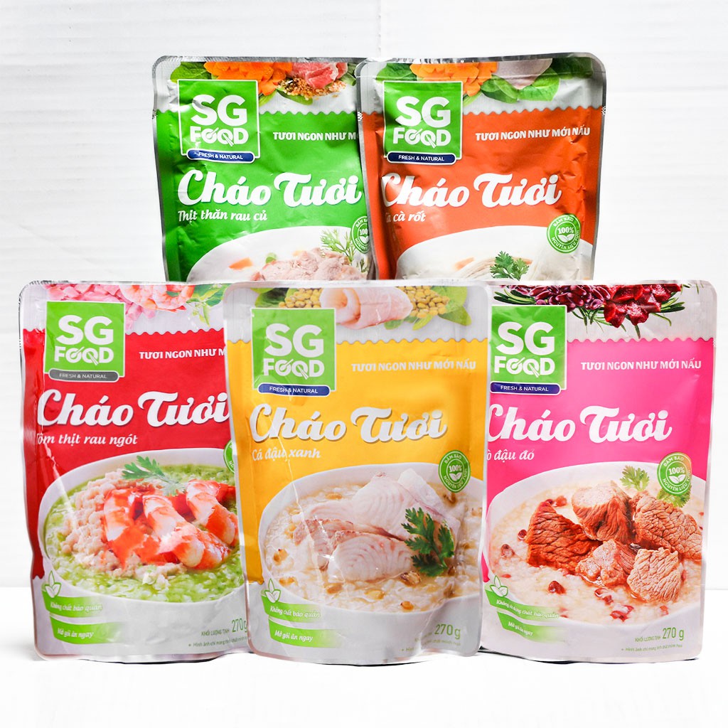 CHÁO TƯƠI ĂN LIỀN SG FOOD FRESH & NATURAL CHO BÉ ĂN DẶM NGON BỔ DƯỠNG GÓI 240G