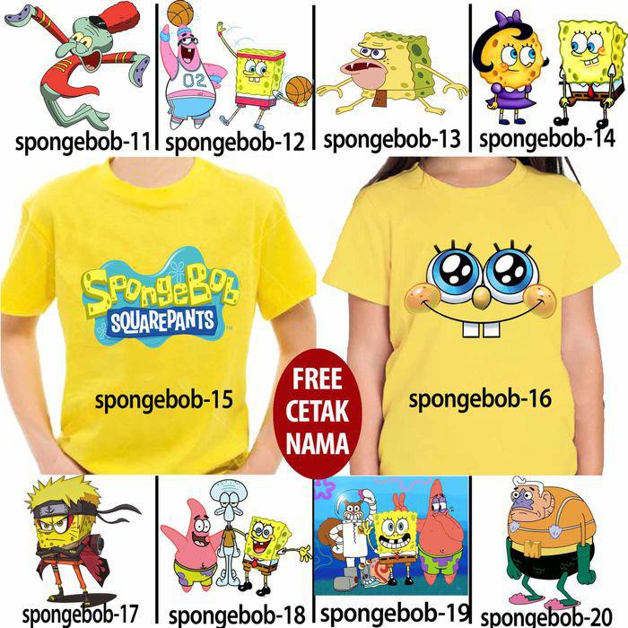 Áo Thun In Hình Hoạt Hình Spongebob Ngộ Nghĩnh Cho Bé 11-20 Tuổi