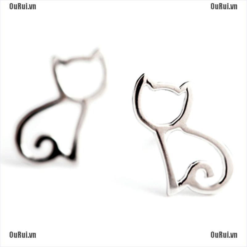 (FCC) Bông Tai Kim Loại Hình Mèo Xinh Xắn Cho Nữ