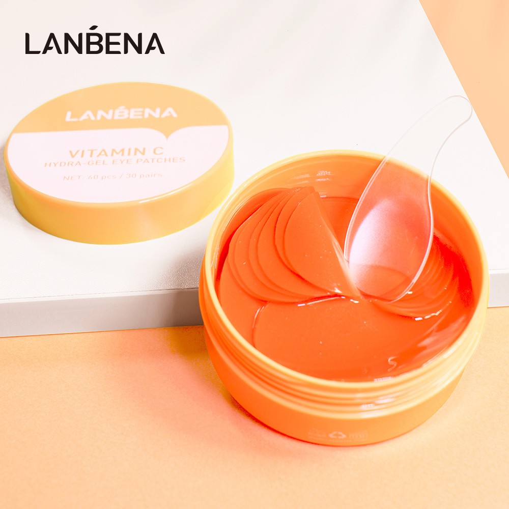 Mặt nạ mắt LANBENA hygra gel chứa vitamin C và colagen giúp dưỡng ẩm làm sáng quầng thâm và ngăn ngừa nếp nhăn 60 cái