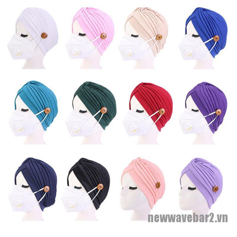 Set 2 Mũ Turban Có Nút Cài Bảo Vệ Tai Cho Người Lớn Mới