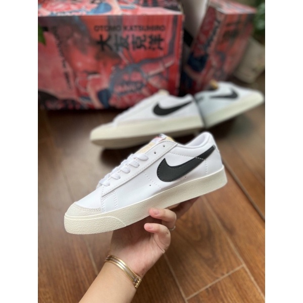 GIÀY BLAZER LOW TRẮNG KEM VẠCH ĐEN DA THẬT LAI AU