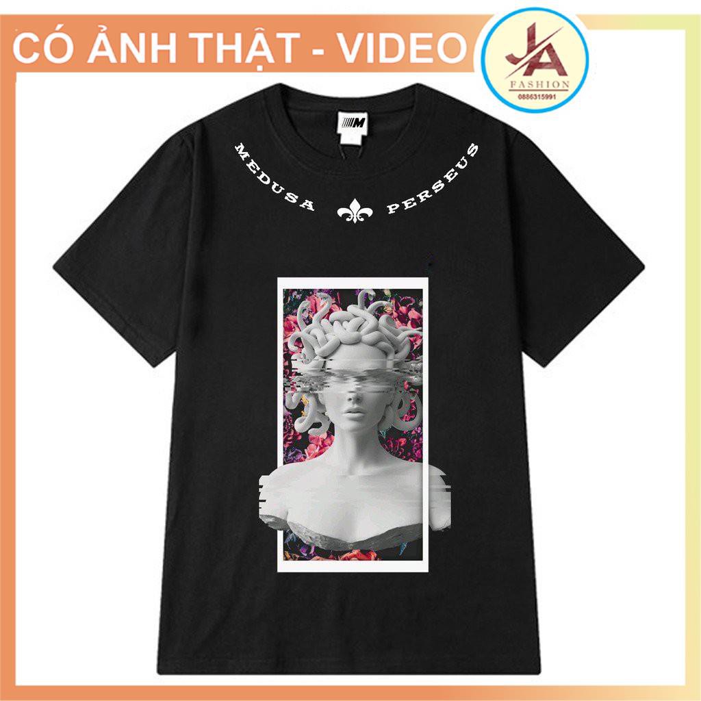 Áo thun tay lỡ tượng medusa hoa nhiều màu , áo phông unisex nam nữ JASHOP