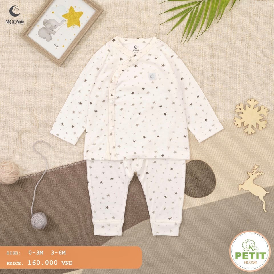 [CHÍNH HÃNG] Bộ sơ sinh cài chéo petit họa tiết trẻ em Moon