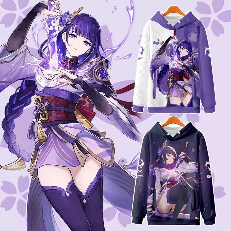 Yuanshen General Thunderbolt cos Anime Áo Nỉ Hai Chiều Ấn Tượng Cho Nam