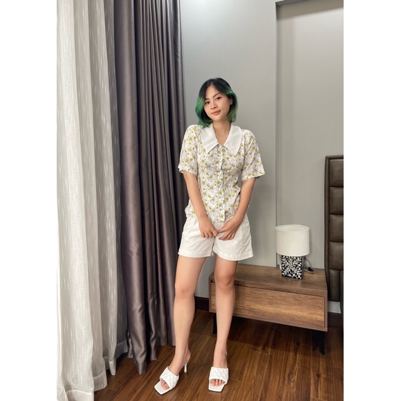 ✅Freeship✅Áo Hoa nhí cổ vintage chất vải mát ko nhăn, hình thật shop chụp cận vải