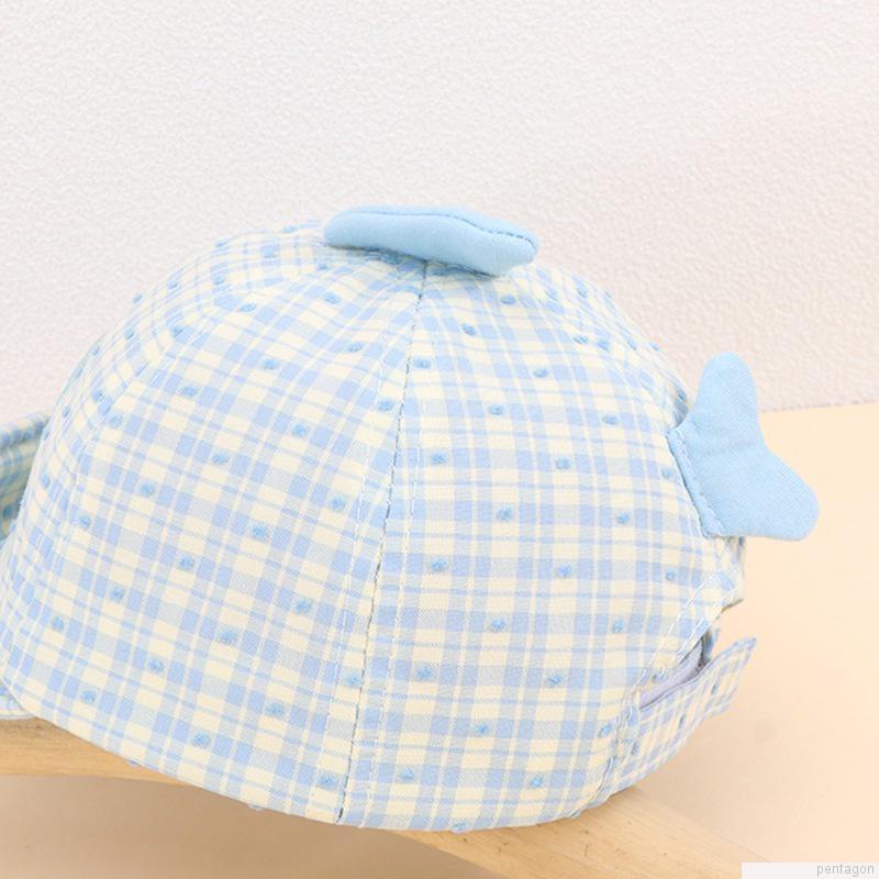 Mũ lưỡi trai vải cotton vành mềm mại chống nắng họa tiết cá mập kẻ sọc kiểu Hàn Quốc cho bé