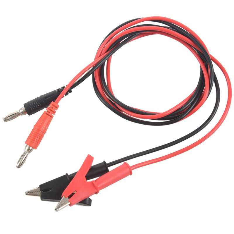 1M Long Alligator Clip to Banana Plug Test Cable Pair for Multimeter