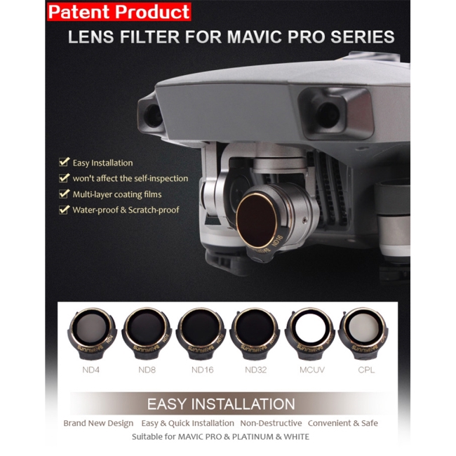 Bộ Lọc Ống Kính Mcuv Cpl Nd4 Nd8 Nd16 Nd32 Cho Dji Mavic Pro Platinum & Trắng