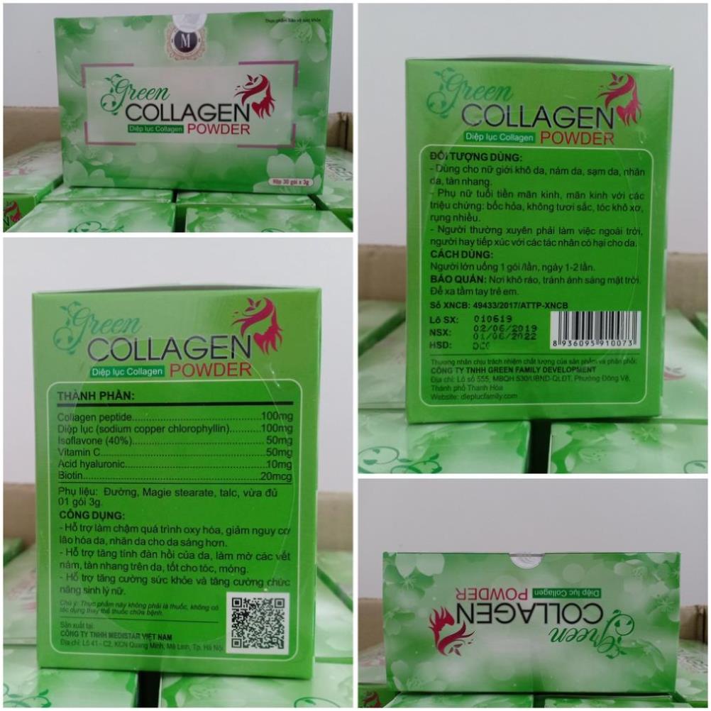 Diệp lục collagen green colagen làm đẹp da giảm thâm nám mờ tàn nhang mụn giảm khô hạn tăng cường nội tiết tố nữ