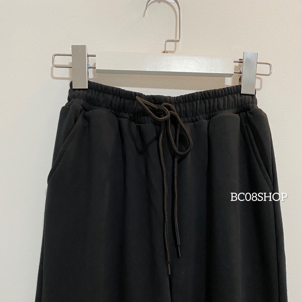 Quần Ống Suông Dây Rút Unisex 2 Màu Đen Xám BC312