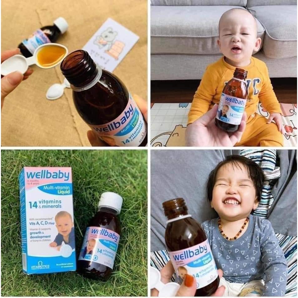 Siro tổng hợp WELLBABY UK 14 MULTI-VITAMIN LIQUID cho bé từ 6 tháng - 4 tuổi
