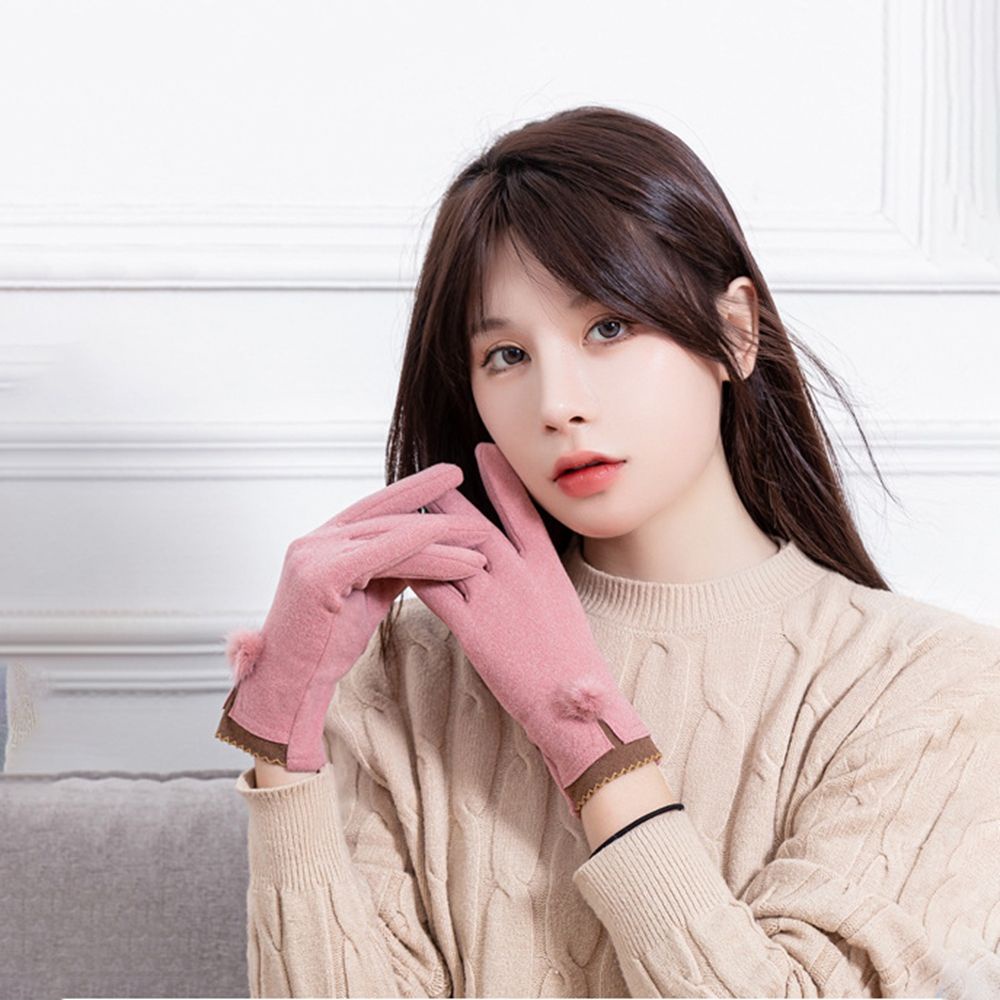 Găng tay da lộn mềm mại giữ ấm phong cách đơn giản thanh lịch cho nữ