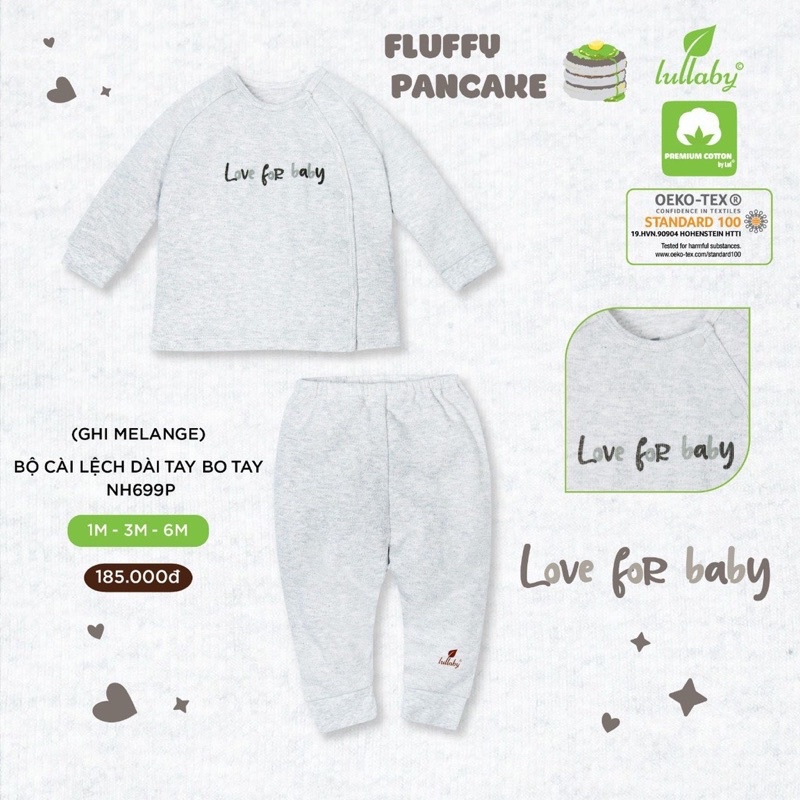 {Nhùn nhùn}Bộ Lullaby cotton thu đông cài lệch sơ sinh 1-3/3-6 (mẫu mới) clip thật