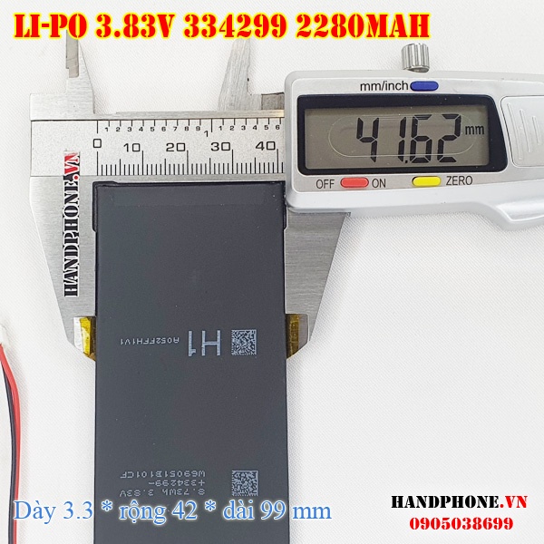 Pin Li-Po 3.83V 2280mAh 334299 (Lithium Polymer) cho Bàn Phím Bluetooth, Điện Thoại, Cửa Vân Tay, Camera Hành Trình