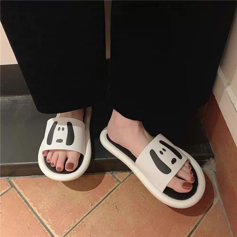 Dép quai ngang nữ BIU BIU, đi trong nhà cute họa tiết dễ thương Unisex.