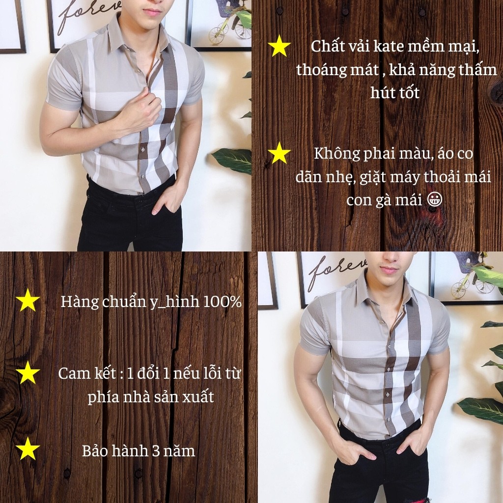 Áo Sơ Mi Nam Ngắn Tay H&H-SM12 Dáng Ôm Body Chất Kate Lụa Cao Cấp Mềm Mịn Không Phai Màu