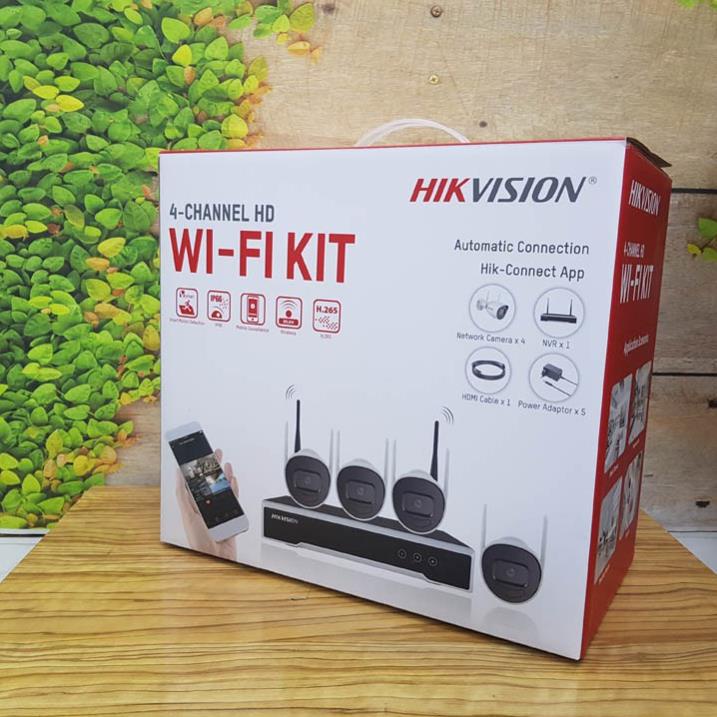 Bộ kit 4 Camera wifi có mic và 1 đầu ghi IP 2MP HIKVISION NK42W0H  CẮM LÀ CHẠY