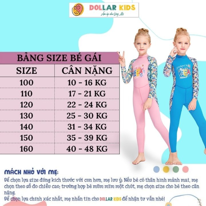 Đồ Bơi Bé Gái Size Đại Dollar Kids Cho Bé Từ 10kg đến 46kg