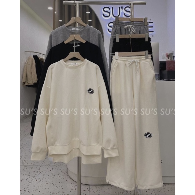 Bộ nỉ 🌸 Set quần ống suông áo dài tay mua đông dành cho nữ PHULA form rộng style Ulzzang siêu xinh siêu ấm