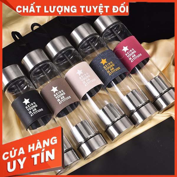 Bình thủy tinh 2 đáy chịu nhiệt có lọc trà 450ml