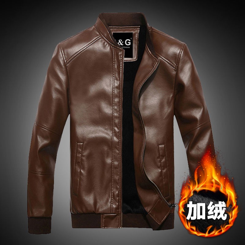 Áo Khoác Da Lót Nhung Dày Dặn Giữ Ấm Mùa Đông Phong Cách Hàn Quốc Cho Nam Giới | BigBuy360 - bigbuy360.vn