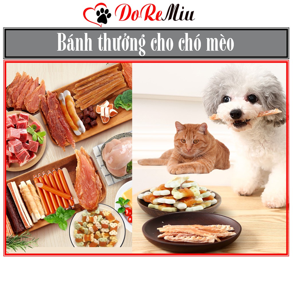Doremiu- Bánh thưởng cho chó 6 vị thức ăn thưởng đồ ăn vặt cho thú cưng (xúc xích pate chó)