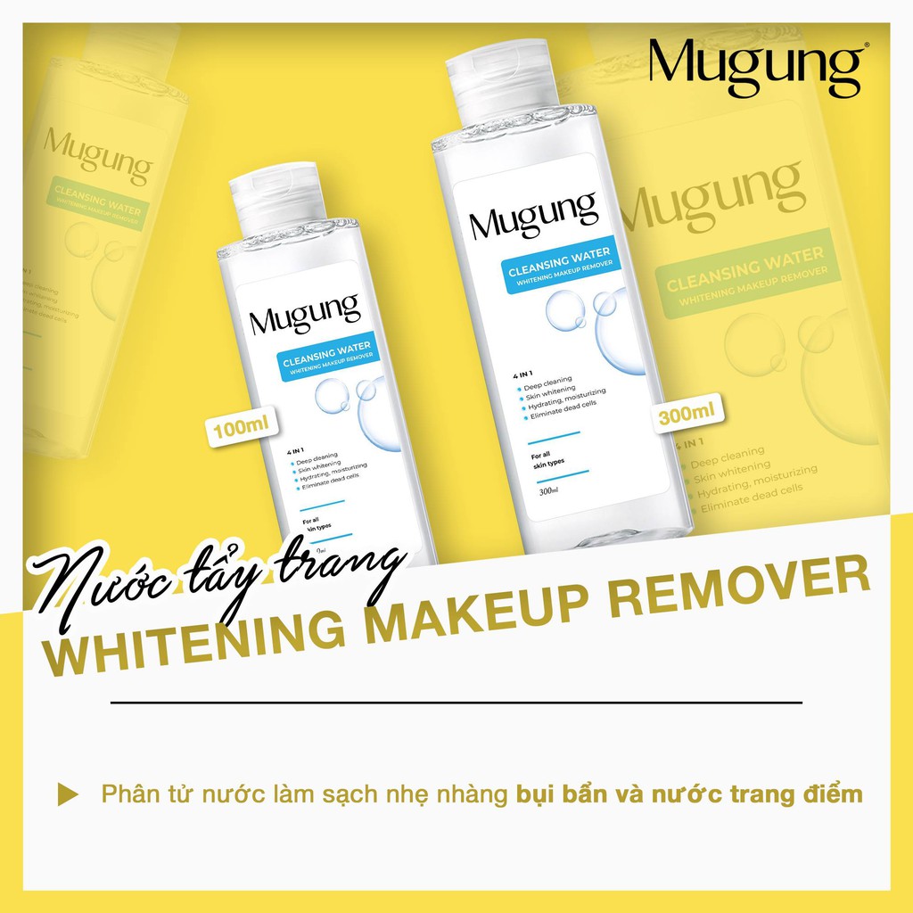 Nước tẩy trang Mugung 3 in 1 Dưỡng ẩm trắng da sạch sâu đỡ mụn makeup 300mLl
