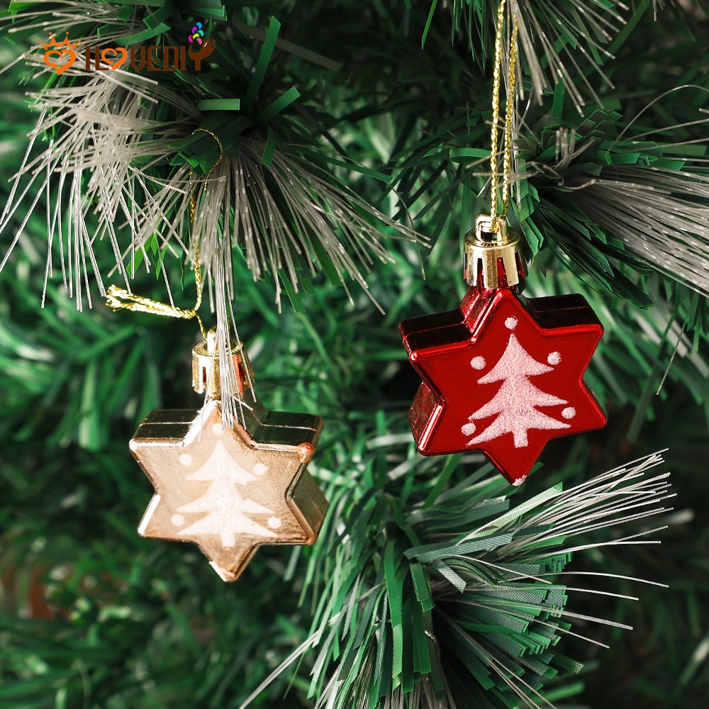 Set 5 Trái Châu Trang Trí Cây Thông Giáng Sinh Năm Cánh Nhiều Màu Sắc DIY