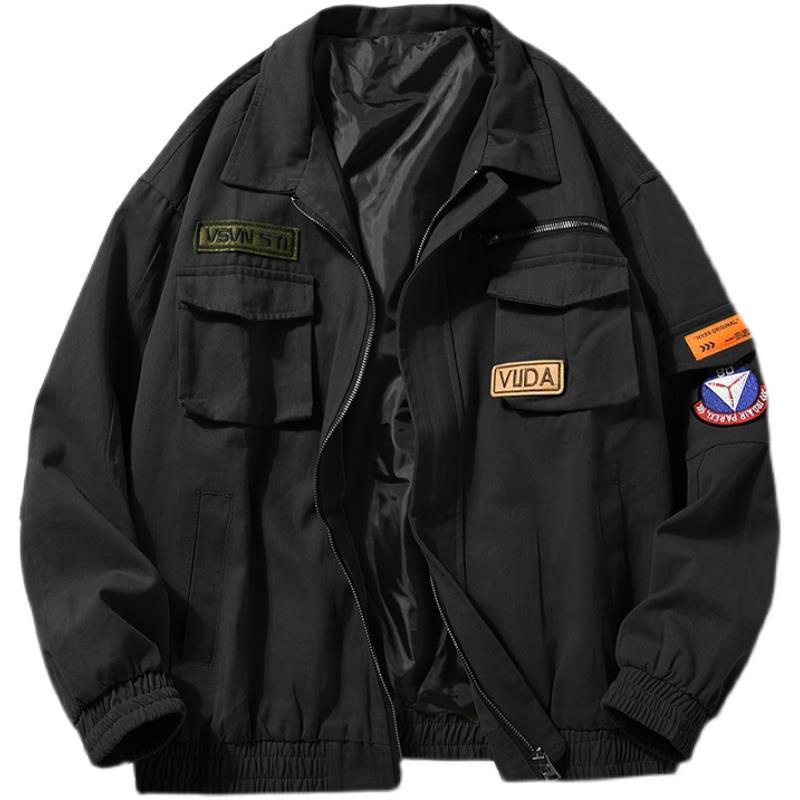 Áo Khoác bomber Nhiều Túi Phong Cách retro Nhật Bản Cho Nam