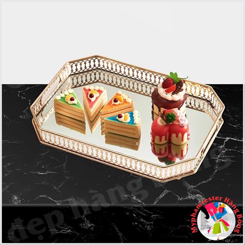 (HÀNG ĐẸP) Khay gương lục giác cao cấp