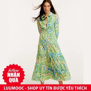 Đầm zara chemise họa tiết xanh tươi đẹp dh1smg545n10 hot