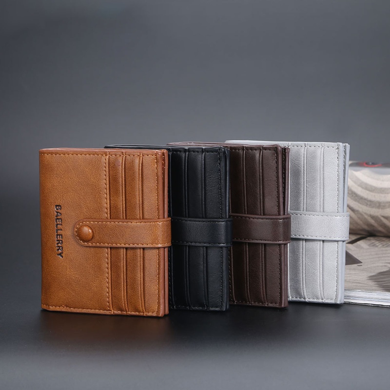 Ví Da PU Ngắn Gập Đôi Phong Cách Vintage Đựng Tiền / Thẻ Dành Cho Nam Giá Đỡ
