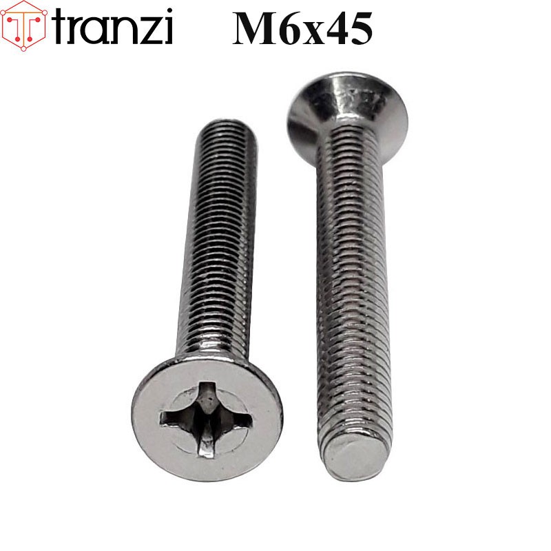 Vít bake đầu bằng thân bu lông inox 304 M6x45 - túi 5 cái
