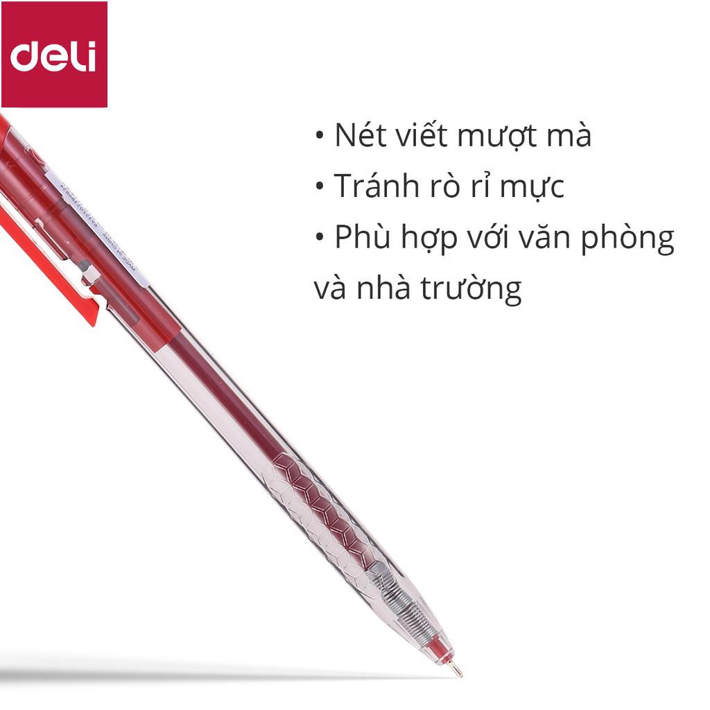 Bút bi dầu Deli - 0.5mm/0.7mm đầu bấm - mực Xanh/Đen/Đỏ - 12 cây/hộp - EQ01230/EQ01330 [Deli]