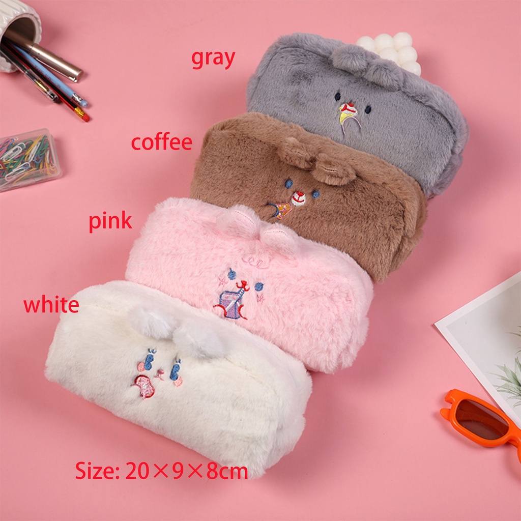 Bóp Viết Đựng Bút / Mỹ Phẩm Bằng Silicon Hình Gấu Có Khóa Kéo Thời Trang