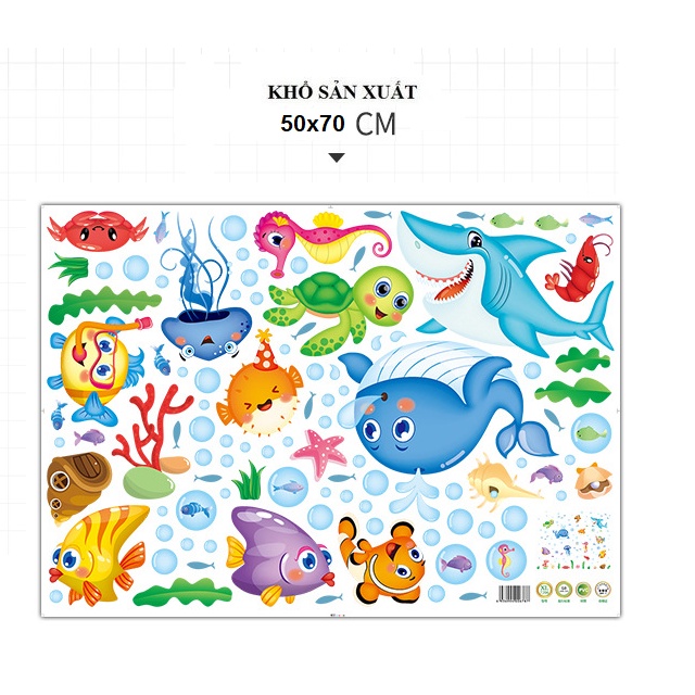 Decal dán tường SINH VẬT BIỂN  - Trang trí phòng bé