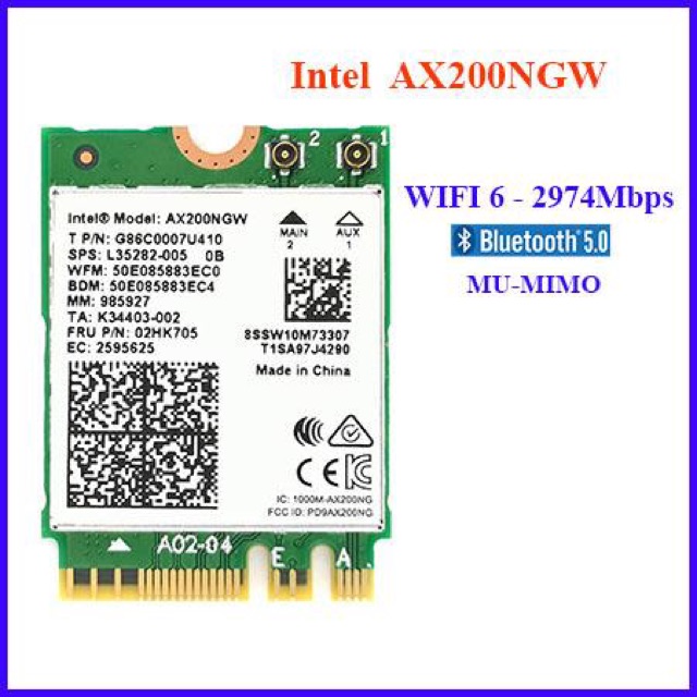 Card wifi intel AX200 9260NGW 8260NGW dùng cho khe M2/ngff