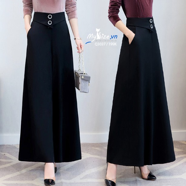 Quần ống rộng nữ dài 100cm đính cúc sang trọng Q3037 - Mysize.vn
