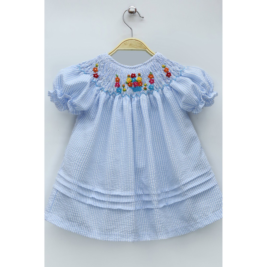 ĐẦM SMOCK HOA NHÍ SỌC XANH