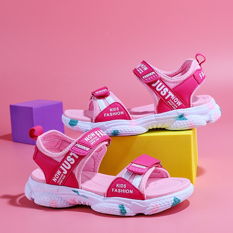 2023 summer toddler girl pink sandals trẻ em thoải mái đi biển giày đi biển siêu mềm cô gái nhỏ công chúa sandal ngọt ngào