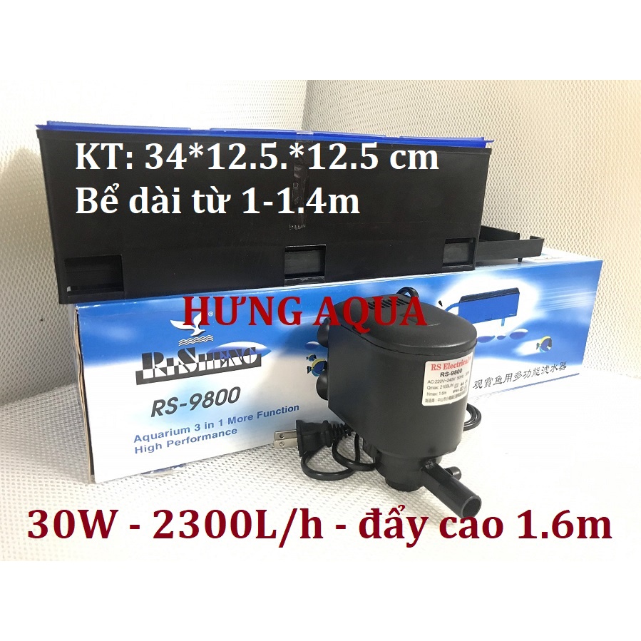 Bơm lọc máng bể cá - máy bơm lọc hồ cá RS-9800 vừa lọc, bơm, thổi oxy cho bể từ 0.8-1.5m