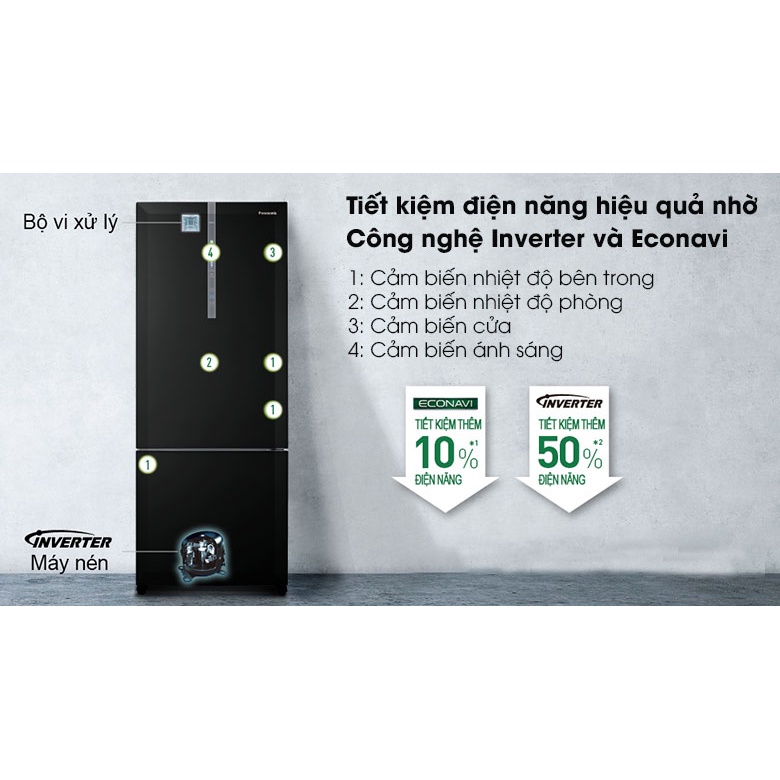 Tủ lạnh Panasonic Inverter 368 lít NR-BX410GKVN - Cảm biến thông minh Econavi, Ngăn đông mềm, Miễn phí giao hàng HCM.